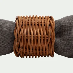 Lot de 4 ronds de serviette en rotin - marron