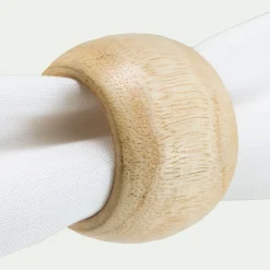 Lot de 4 ronds de serviette en bois de manguier - naturel