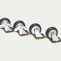 Lot de 4 roulettes en acier - gris métallisé