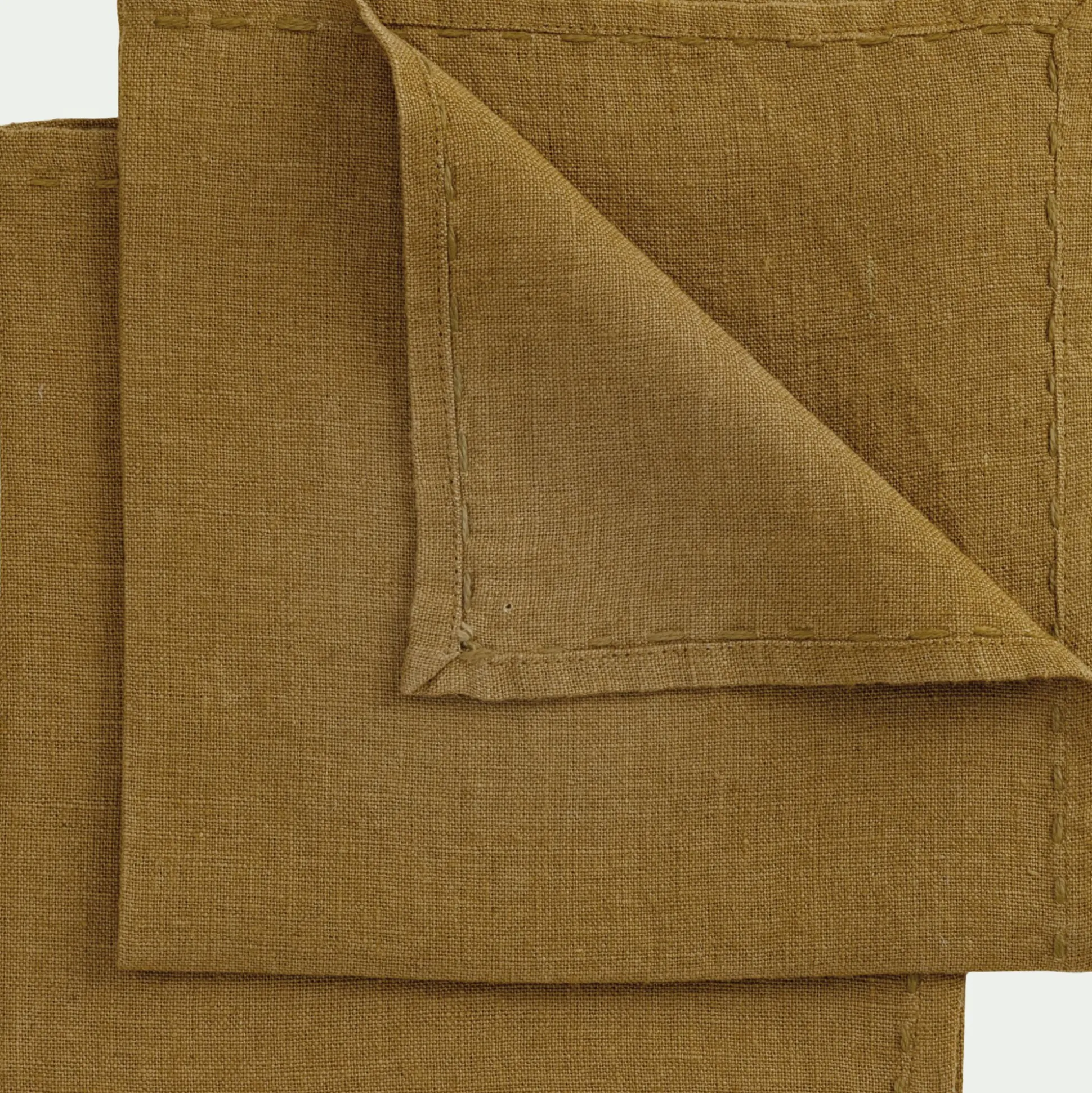 Lot de 2 serviettes de table en lin lavé - brun alep