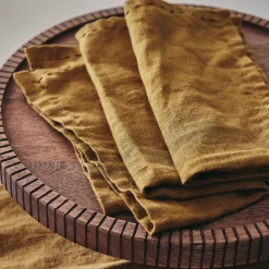 Lot de 2 serviettes de table en lin lavé - brun alep