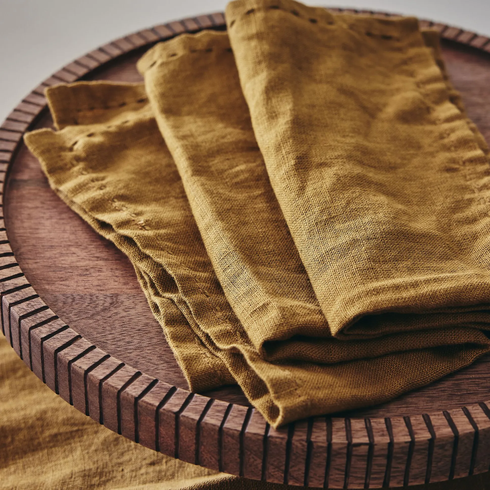 Lot de 2 serviettes de table en lin lavé - brun alep