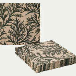 Lot de 20 serviettes en papier motif cyprès 33x33cm - beige alpilles