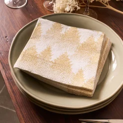 Lot de 20 serviettes en papier motif sapin 33x33cm - doré