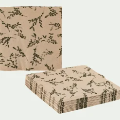 Lot de 20 serviettes en papier motif à fleurs 33x33cm - beige alpilles