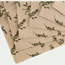 Lot de 20 serviettes en papier motif à fleurs 33x33cm - beige alpilles