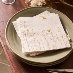 Lot de 20 serviettes en papier motif forêt 33x33cm - blanc
