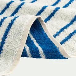 Lot de 2 serviettes invité en coton à rayures 30x50cm - bleu