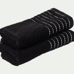 Lot de 2 serviettes invité en coton - noir 30x50cm