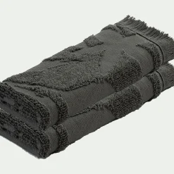 Lot de 2 serviettes invité en coton - vert cèdre 30x50cm