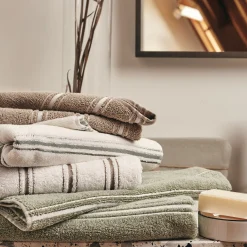 Lot de 2 serviettes invité en coton - vert olivier 30x50cm