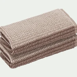 Lot de 2 serviettes invité bouclette jacquard en coton - beige alpilles 30x50cm