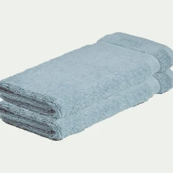 Lot de 2 serviettes invité en coton peigné - bleu calaluna 30x50cm