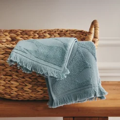 Lot de 2 serviettes invité en coton - bleu calaluna 30x50cm