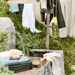 Lot de 2 serviettes invité en coton peigné - bleu autan 30x50cm