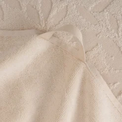 Lot de 2 serviettes invités en coton motif floral 30x50cm - blanc écru