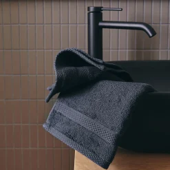 Lot de 2 serviettes invités en coton peigné - Gris calabrun 30x50cm