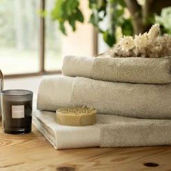 Lot de 2 serviettes invités en coton peigné - beige alpilles 30x50cm