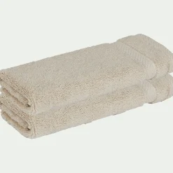 Lot de 2 serviettes invités en coton peigné - beige alpilles 30x50cm