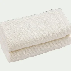 Lot de 2 serviettes invités en bouclettes de coton bio - blanc ventoux 30x50cm
