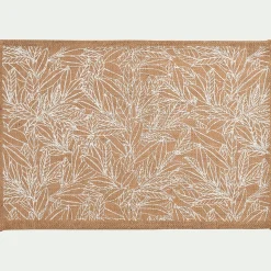 Lot de 4 sets de table motif laurier en jute 30x45cm - naturel