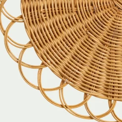 Lot de 2 sets de table ronds en rotin D38cm - naturel