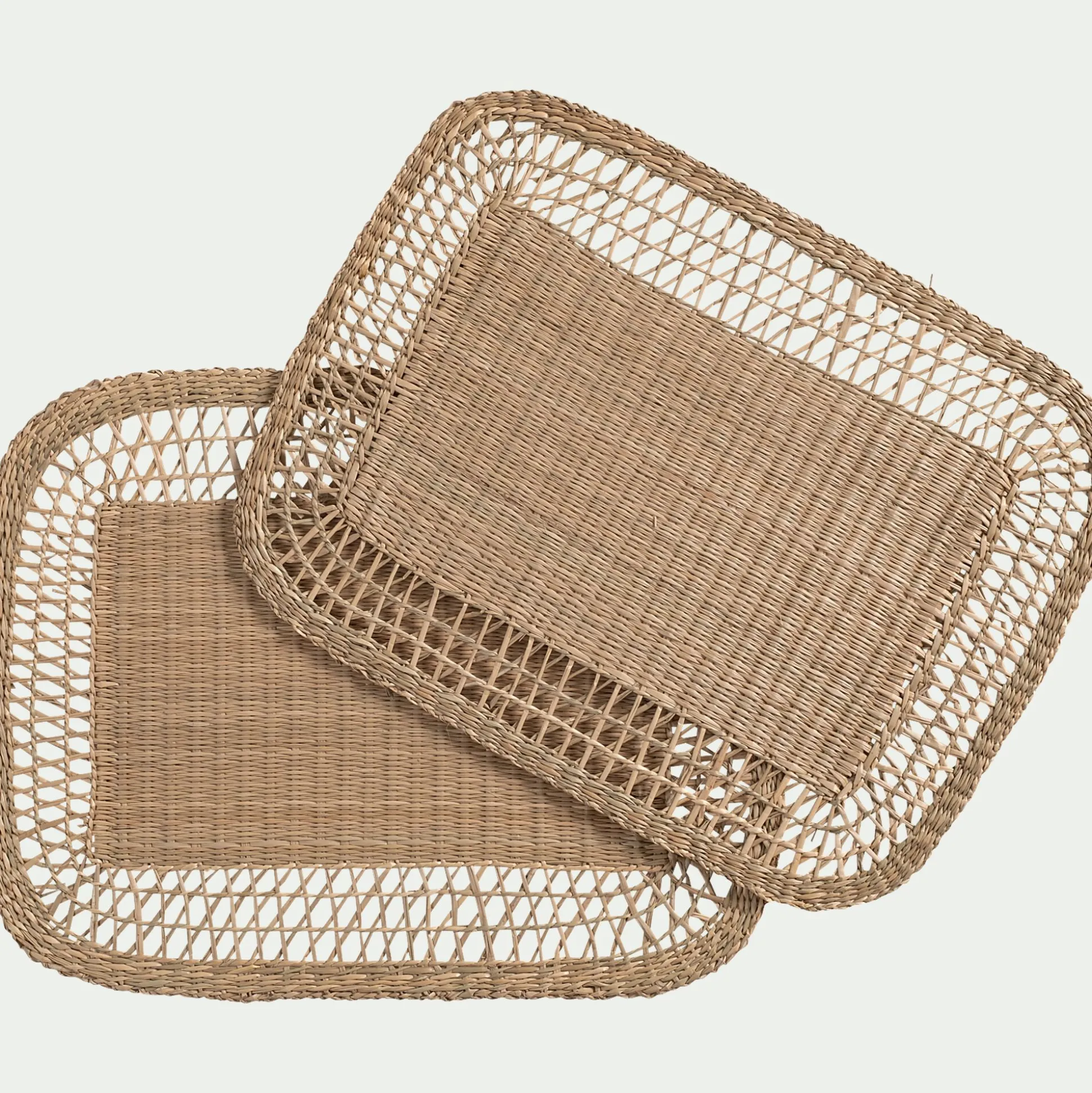 Lot de 2 sets de table ronds en jonc de mer L45cm - naturel