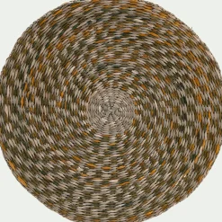 Lot de 2 sets de table ronds en jonc de mer D36cm - vert