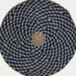 Lot de 2 sets de table ronds en jonc de mer D36cm - bleu