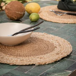 Lot de 2 sets de table ronds en jute - naturel D38cm