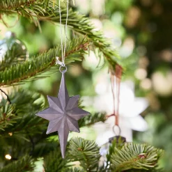 Lot de 2 suspensions de Noël lune et étoile en fer - argenté