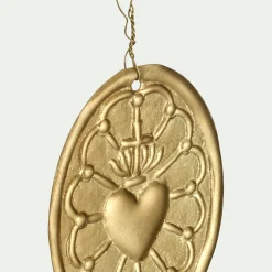 Lot de 12 suspensions de Noël en laiton D5,5cm - doré