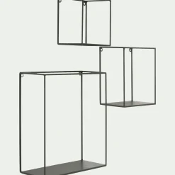 Lot de 3 étagères déco en fer - vert cèdre