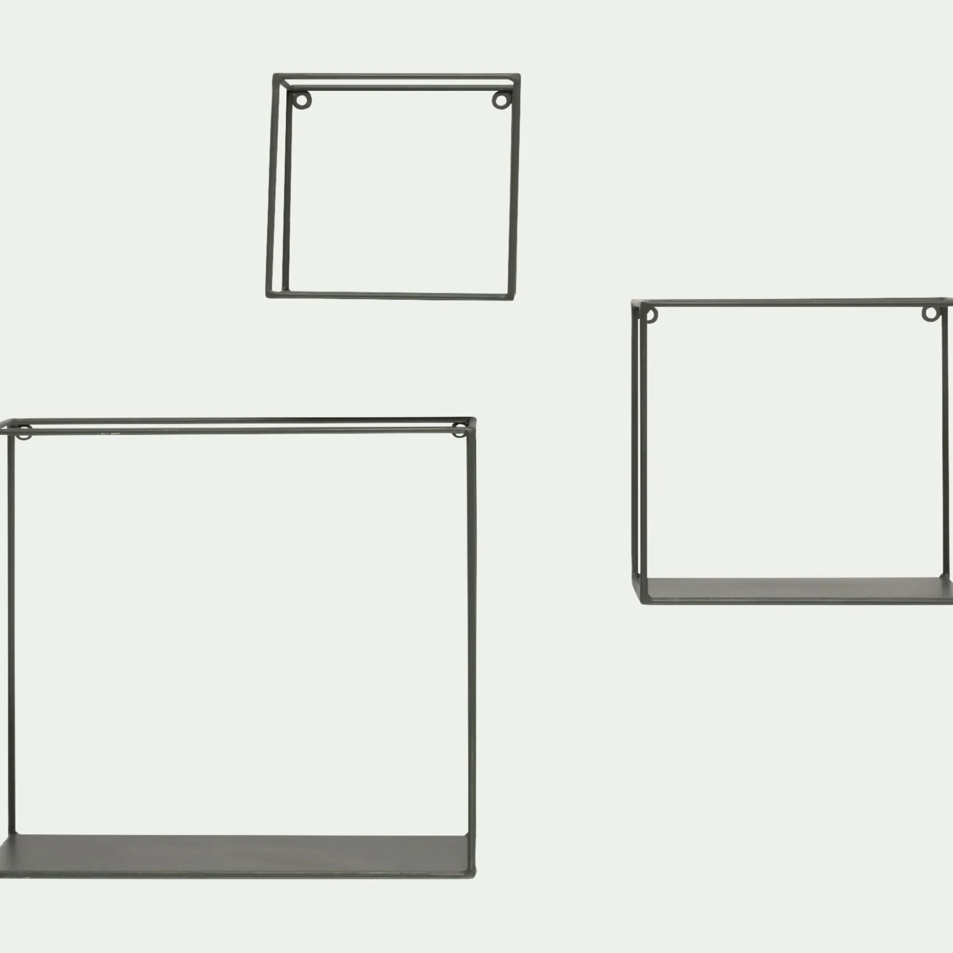 Lot de 3 étagères déco en fer - vert cèdre