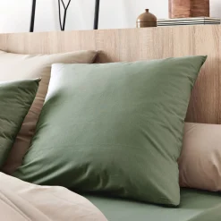 Lot de 2 taies d'oreiller en coton - vert cèdre 65x65cm