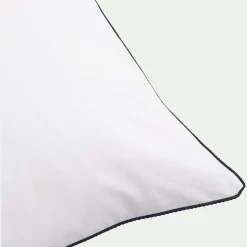 Lot de 2 taies d'oreiller en percale de coton 50x70cm avec liseré tressé gris calabrun - blanc