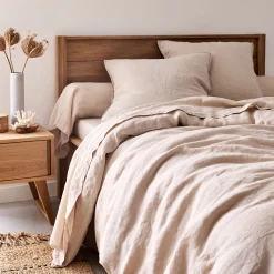 Lot de 2 taies d'oreiller en lin lavé - beige 50x70cm