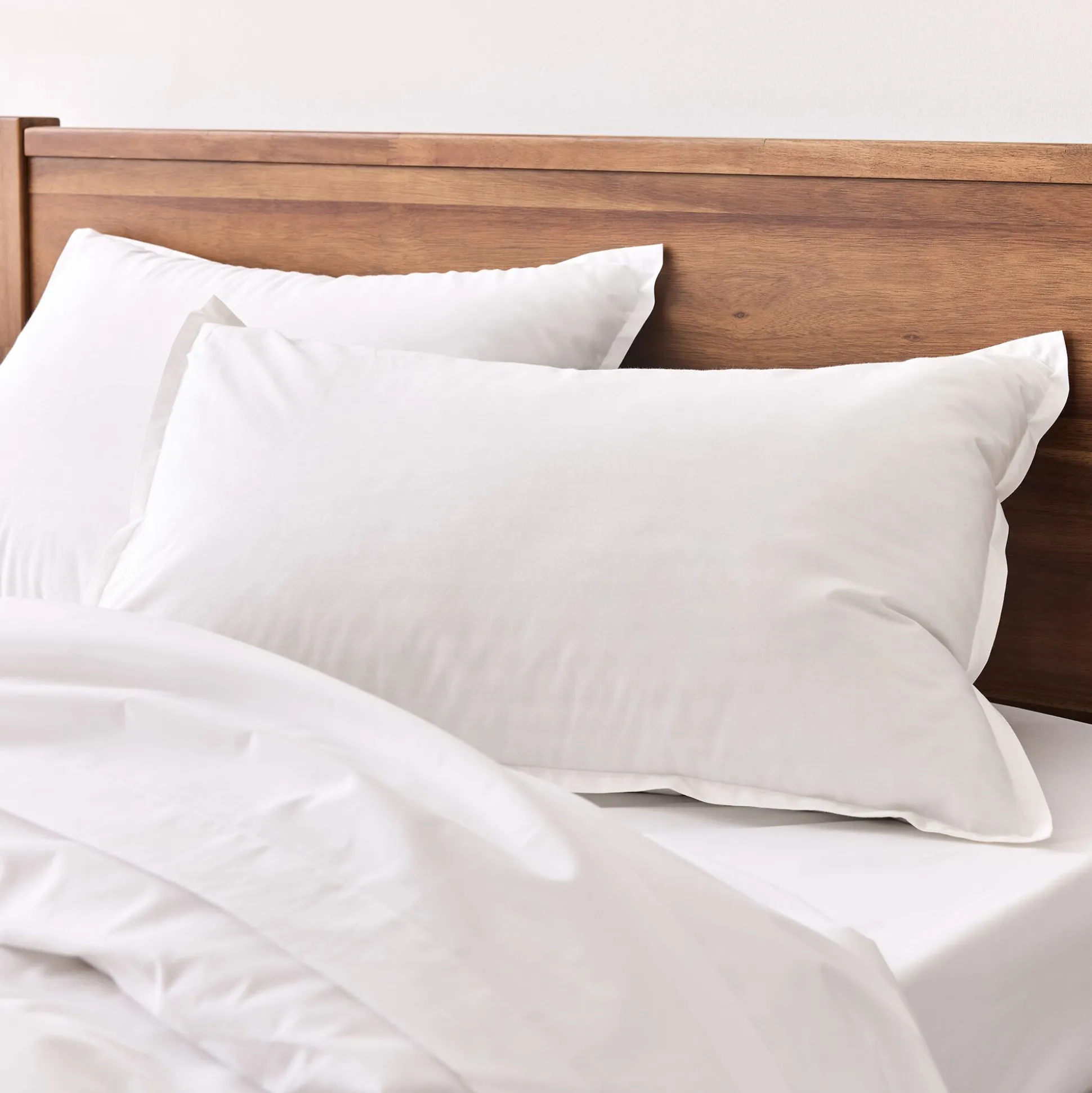 Lot de 2 taies d'oreiller en percale de coton - blanc 50x70cm