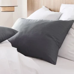 Lot de 2 taies d'oreiller en coton - gris ardoise 50x70cm