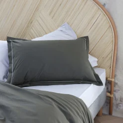 Lot de 2 taies d'oreiller en percale de coton 50x70cm - vert cèdre