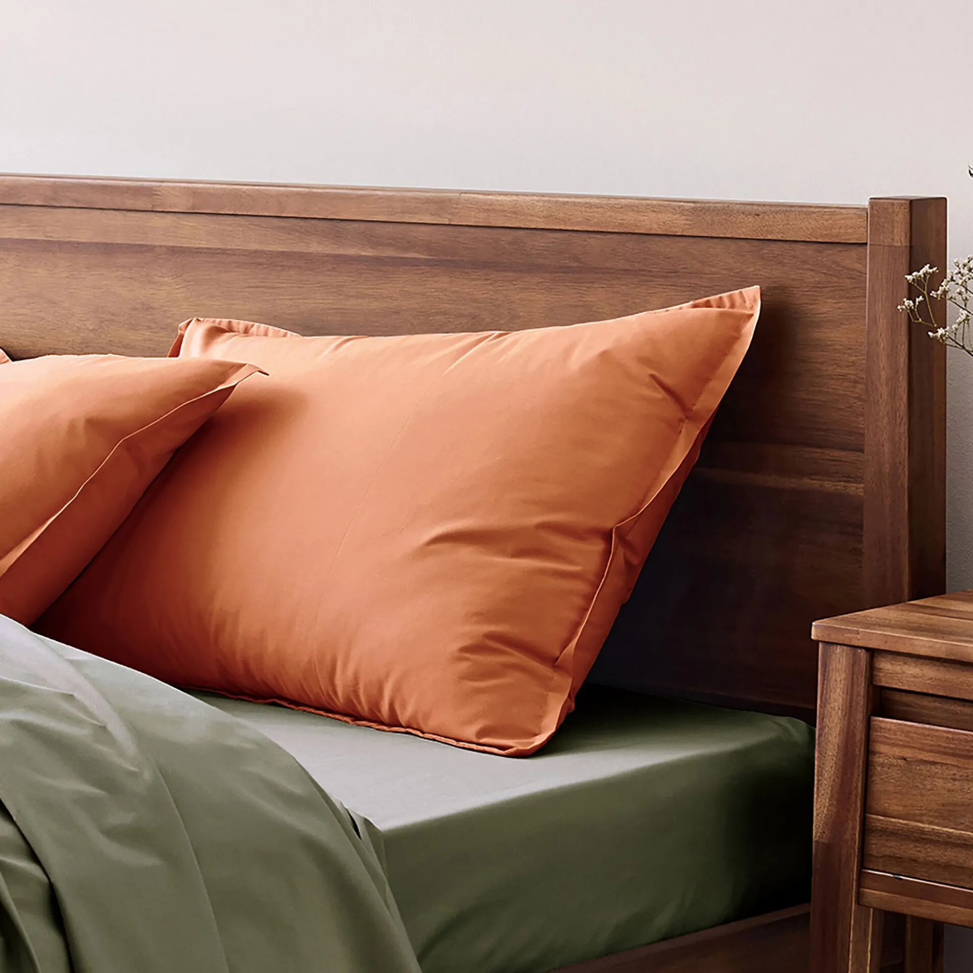 Lot de 2 taies d'oreiller en percale de coton - brun rustrel 50x70cm