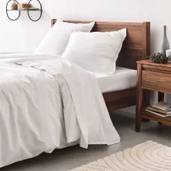 Lot de 2 taies d'oreiller en percale de coton - blanc 65x65cm