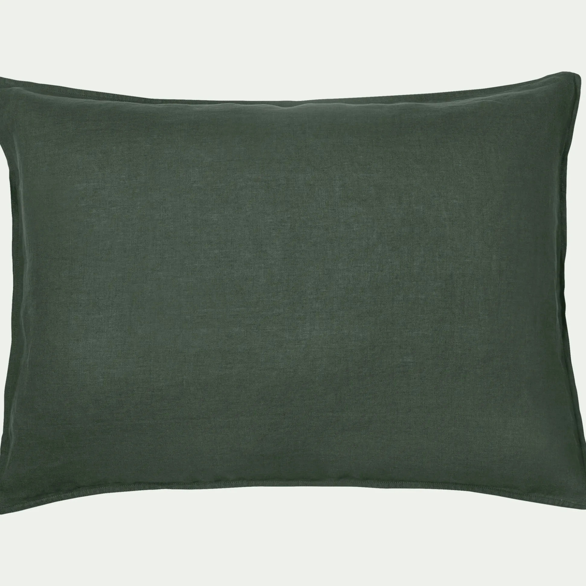Lot de 2 taies d'oreiller en lin lavé - vert cèdre 50x70cm