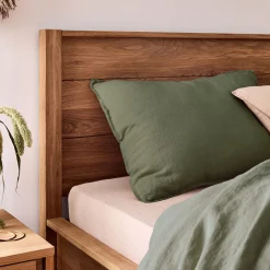 Lot de 2 taies d'oreiller en lin lavé - vert cèdre 50x70cm