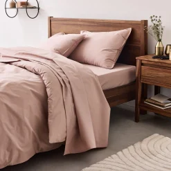 Lot de 2 taies d'oreiller en percale de coton - rose salina 50x70cm