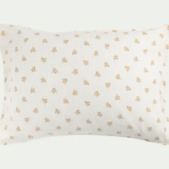 Lot de 2 taies d'oreiller en lin et coton 50x70cm avec motif argan - jaune