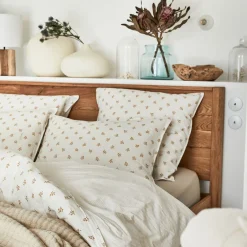 Lot de 2 taies d'oreiller en lin et coton 50x70cm avec motif argan - jaune