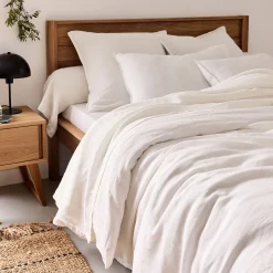 Lot de 2 taies d'oreiller en lin lavé - blanc capelan 65x65cm