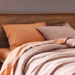 Lot de 2 taies d'oreiller en lin lavé - marron rustrel 50x70cm