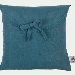 Lot de 2 taies d'oreiller en lin lavé 50x70cm - bleu figuerolles